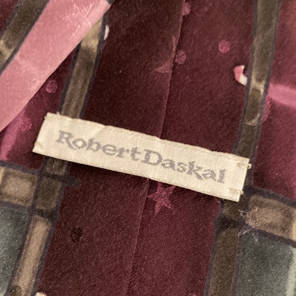 Robert Daskal hand painted silk tie signed cross stars - Picture 3 of 16